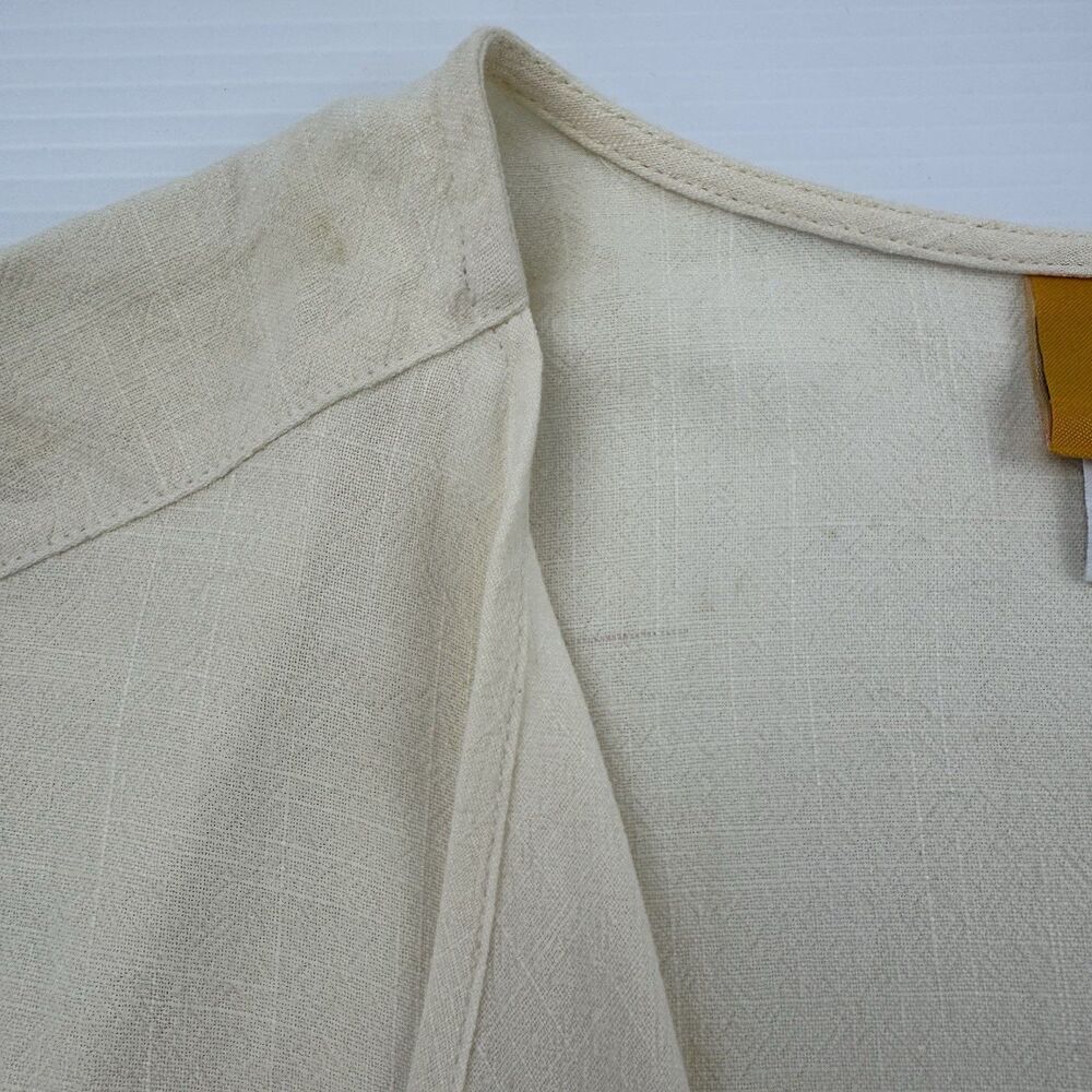 Ruby Rd Ivory Drape Front Cardigan Jacket Linen Blend Boho Size L Minimalist - Picture 8 of 14
